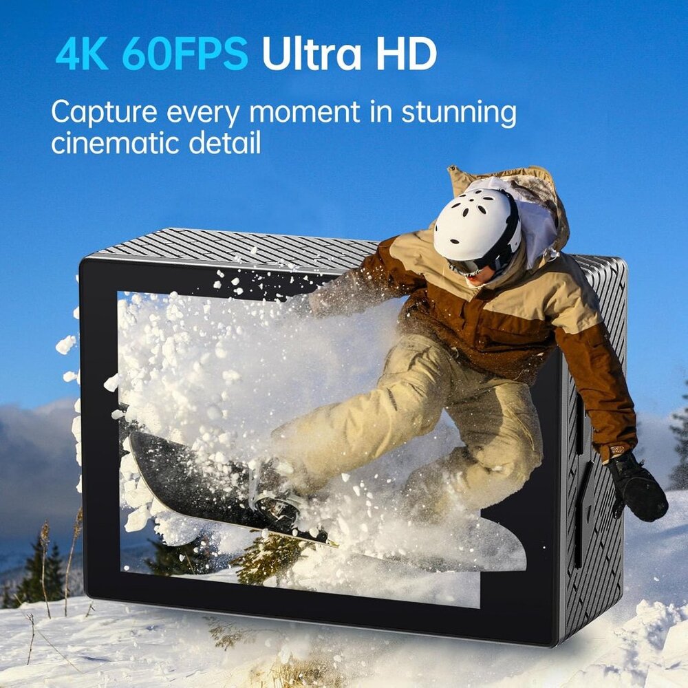 Action Camera 4K 60FPS with Touch Screen 20MP Waterproof Camera Underwater NEW - Picture 3 of 11